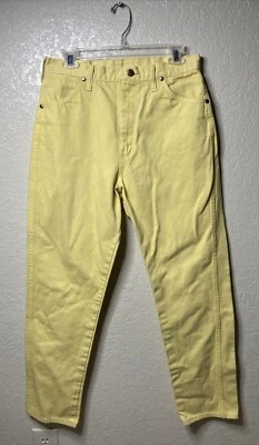 Pantalones de mezclilla Wrangler de colección para mujer talla 15 (30x28) amarillo occidental EE. UU. (manchas) Foto 1 de 4