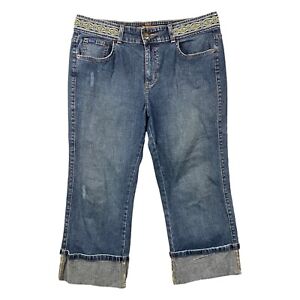 Lee One True Fit Jeans Womens Size 13/14M Blue Denim Crop Mid Rise Hippie Boho