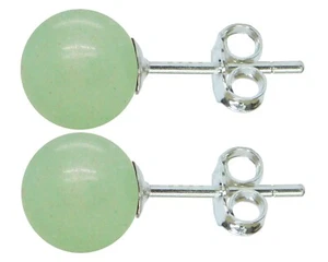Argento Sterling Verde Naturale Avventurina Orecchini a Perno Palla Alta Qualità - Foto 1 di 3