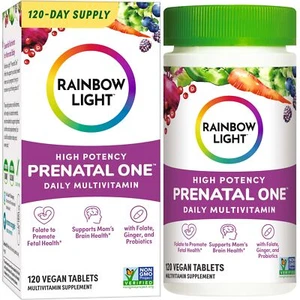 Rainbow Light Prenatal One High Potency Multivitamin 120 Count Vegan Non GMO - Picture 1 of 13