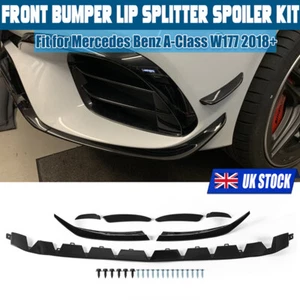 FOR MERCEDES A CLASS W177 A45 A35 A200 AMG FRONT BUMPER SPLITTER AERO KIT 2019+ - Picture 1 of 14