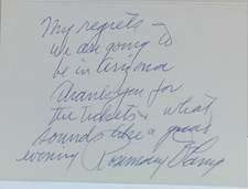 Rosemary DeCamp Handwritten Signed Note Yankee Doodle Dandy Beverly Hillbillies