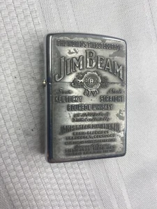 Zippo Windproof Lighter JIM BEAM LABEL PEWTER HP Chrome - Picture 1 of 4