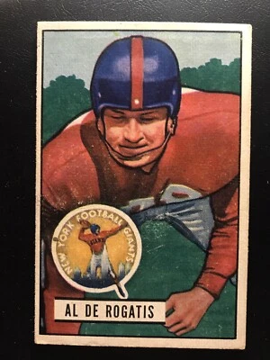 🏉 1951 Bowman Football # 55 AL DE ROGATIS 🏈 N. Y. GIANTS - Image 1 of 2