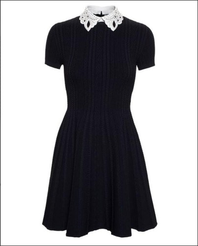 Abito Valentino 4k nero bianco borchie pelle colletto aderente e svasato grande