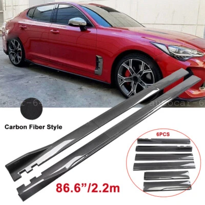 86.6'' Carbon Style Side Skirt Extension Rocker Panel Lip For Kia Stinger Optima Foto 1 de 4