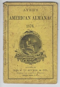 Ayer's American Almanac 1876 Lowell Mass. - Picture 1 of 2