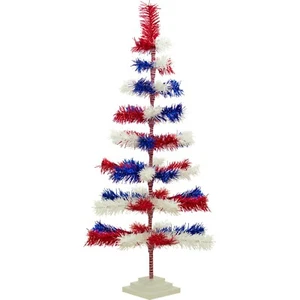 4th of July Tinsel Trees 4FT Classic Tinsel Feather Tree Red, White, & Blue 48'' - Picture 1 of 4