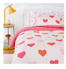New Girl's Pink Hearts Twin Size Comforter Set Bed in Bag Sheets Case Sham
