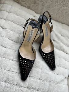 Jimmy Choo Women's Leather Sling Back Heel Pointed Toe Gold, EUR Size 37 - Picture 1 of 5