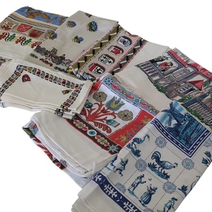 RARE LOT Vintage Tablecloths Napkins Scandinavia Germany Dutch Maps 60s 70s EUC - Picture 1 of 11