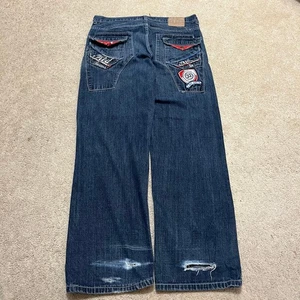 Red Ape Y2K Baggy Skater Embroidered Extended Pocket Jeans 35Wx32L - Picture 1 of 7