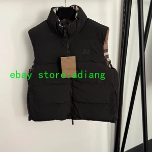 Kontrastierende karierte doppelseitige Daunenweste Stehkragen ärmellos Baumwolle 2025 - Bild 1 von 4