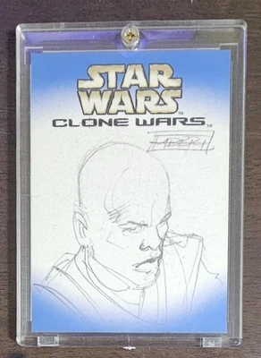 2004 Topps Star Wars Clone Wars Sketch Mace Windu 1/1 artista Davide Fabbri Foto 1 de 2