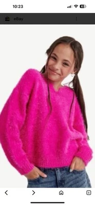 Suéter Justice Girls Cuello Muesca Difusa Rosa Fushia Nuevo con Etiquetas Talla M 10 Cálido Acogedor Suave Foto 1 de 4