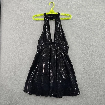 Vestido Free People Mujer 4 Negro Film Noir Halter Mini Fiesta Lentejuelas Sin Mangas Foto 1 de 4
