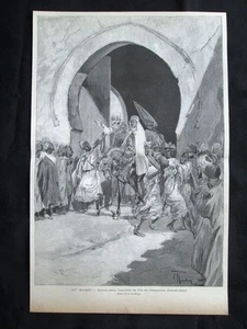In Marocco - Ingresso dell'imperatore Abd el Azzis Incisione del 1894 - Picture 1 of 1