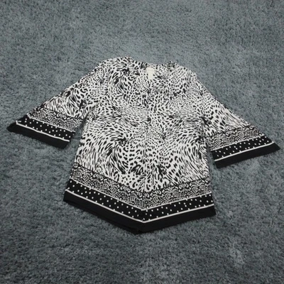 Chaqueta Chicos Mujer 1 Mediana Negra Blanca Estampado Animal Frente Abierto Boho Kimono Foto 1 de 4