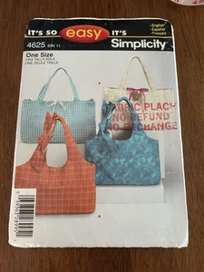 Vintage 2005 It's So Easy It's Simplicity 4625 Bags in 4 Styles Pattern Uncut - Picture 1 of 4