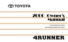 2000 Toyota 4Runner Owners Manual User Guide