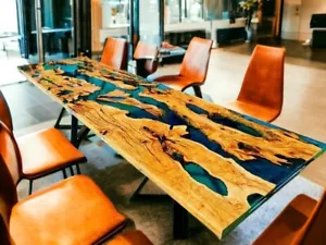 Epoxy dining table, blue epoxy table, river Table, 84"x42" epoxy table - Picture 1 of 2