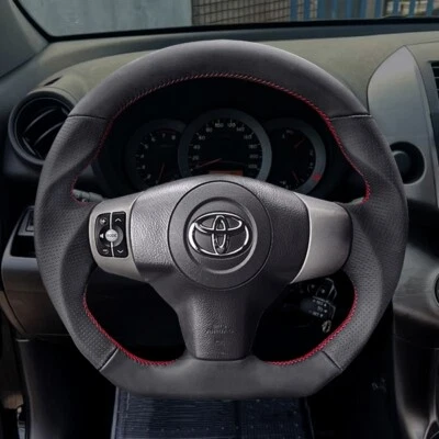 Para SCION xB 2008-2014 Volante Cuero Genuino Negro Punto ROJO-DEPORTIVO Foto 1 de 3