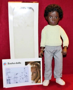 Vintage 16" Sasha Doll 318 Caleb,Black Hair Black Eyes,W/Tag & Box,Catalogue,UK. - Picture 1 of 24