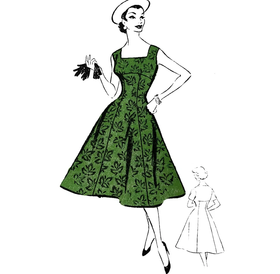 Vintage 1950s Pattern – Princess Midi Dress - Bust=36” (91.4cm) - Image 1 of 2