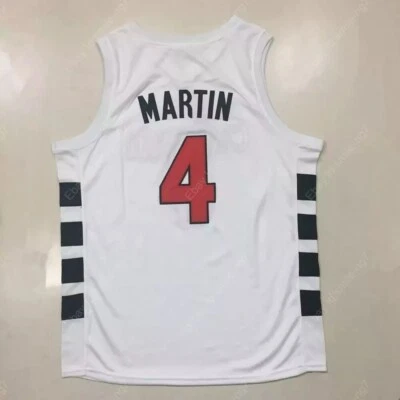 Camisetas de baloncesto Throwback Martin #4 blancas negras bordadas nombres personalizados Foto 1 de 4