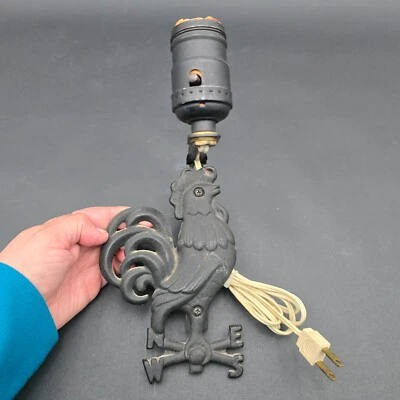 Aplique gallo de pared vintage veleta luz hierro fundido casa de campo Foto 1 de 4