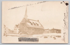 RPPC New London CT, Svenska Kyrkan Swedish Church Connecticut Postcard c. 1907 - Picture 1 of 5