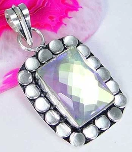 Aqua Mystic & 925 Silver Handmade Elegant Pendant & gift-box & silver chain - Picture 1 of 3