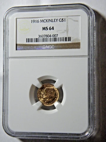 1916 MCKINLEY GOLD DOLLAR NGC MS 64 BLAZING MINT LUSTER Cover
