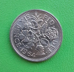 Großbritannien Sixpence 1964 Elizabeth II UNC Erhaltung mit Glanz.  - Bild 1 von 2