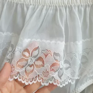 Braguita vintage de nailon transparente Sissy blanca floral encaje abuela talla 7 cadera 37-40" - Imagen 1 de 20