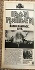 1982 Vintage 5.25X11 Radio Promo Print Ad For Iron Maiden Live From Ny Palladium