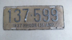 Rhode Island 1937 licence/number plate US/United States/USA/American 137 599 - Foto 1 di 6
