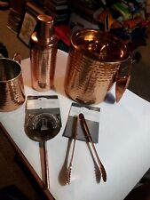 Threshold Hammered Metal copper  stainless steel Ice Bucket w Scoop mixer etc 5p