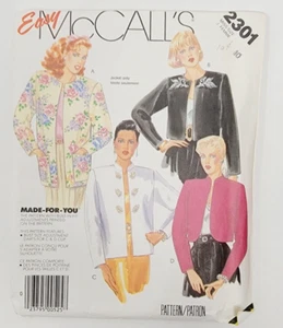 Mccalls 2301 Misses Unlined Jacket Sewing Pattern sz 10 vintage 80's - Picture 1 of 3