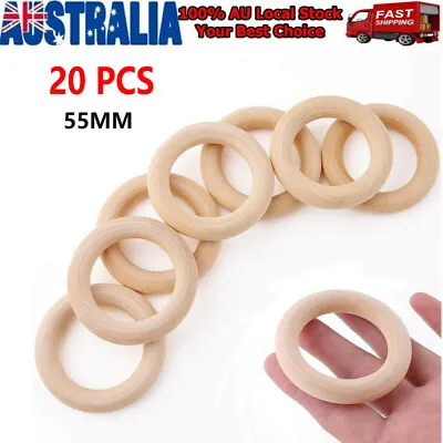 20X Baby Newborn Natural Round Wood Teething Ring Wooden Teether Toy DIY Gift AU • 11.99$