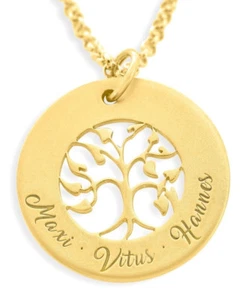 Árbol de la vida con grabado cadena chapado en oro nombre regalo mamá cadena colgante árbol - Imagen 1 de 4