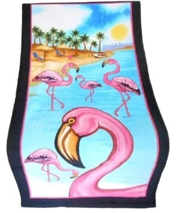 New 30x60 Pink Flamingo Beach Bath Pool Gift Towel Shore Ocean Bird Sunset NIP - Picture 1 of 3