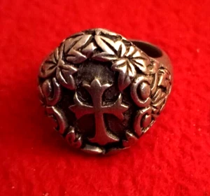 Antique Greek Ecclesiastical Silver Ring - Intricate Religious Design - Picture 1 of 5