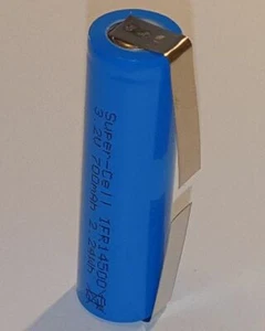 LiFePo4 Akku 3,2V IFR 14500 AA 700mAh Akku Zelle Super-Cell mit U Anschlüsse - Bild 1 von 2