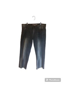 halifax medium wash faded raw hem mid rise straight leg jeans mens 40x32 - Picture 1 of 5