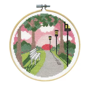 Cross Stitch Kit ~ Design Works Park Sunset w/6" Wood Hoop #DW7071 - Picture 1 of 4