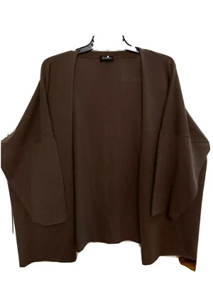 Eskandar O/S Brown 100% Cashmere Cardigan Sweater W/ Rolled Edges - Image 1 of 4