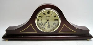 Quartz Galleria Mantel Clock Art Deco Gold And Brown Tested 19" Wide - Picture 1 of 4