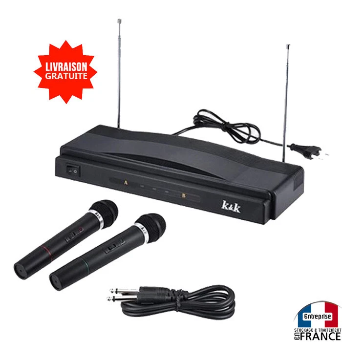2 Microphone Micro Sans Fil A Main Double Pour Chant Karaoké Performant