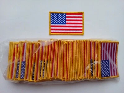 50 Pcs USA Flag (G)  Embroidered Patches 3.5"x2.25" iron-on - Image 1 of 2